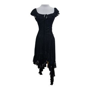 Thirty Punky Sexy Chic Lace Gothic  Ruffle Assymmetrical Hem Trim XS Black NWT